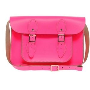 The Cambridge Company leather satchel in neon pink